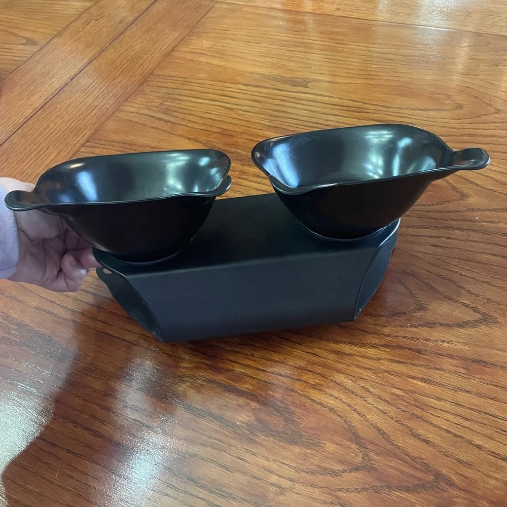 Black Cat Ear Double Pet Bowl